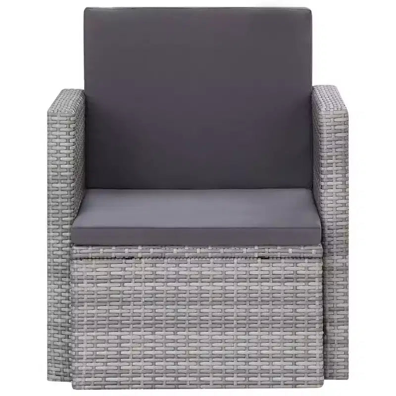 vidaXL Armchair Outdoor Patio Single Sofa Chair with Cushions Poly Rattan