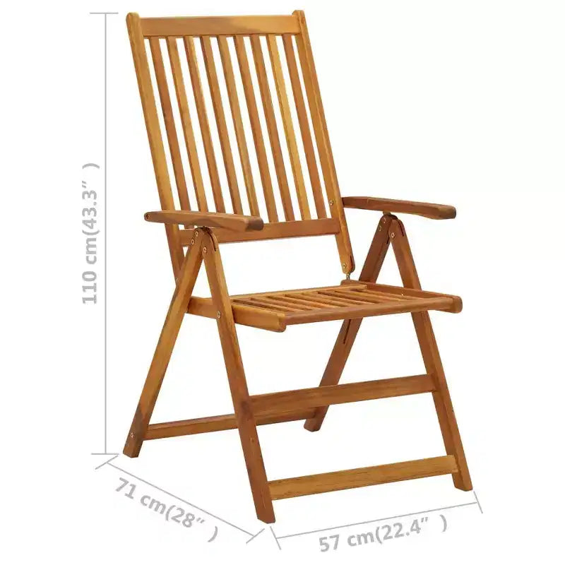 vidaXL Outdoor Recliner Chairs Patio Reclining Lounge Chair Solid Wood Acacia