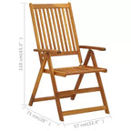 vidaXL Outdoor Recliner Chairs Patio Reclining Lounge Chair Solid Wood Acacia