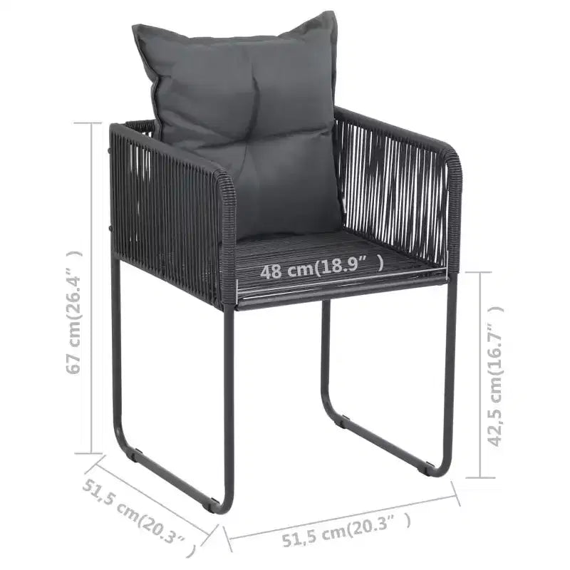 vidaXL Patio Chairs Outdoor Patio Dining Chair with Pillows Poly Rattan