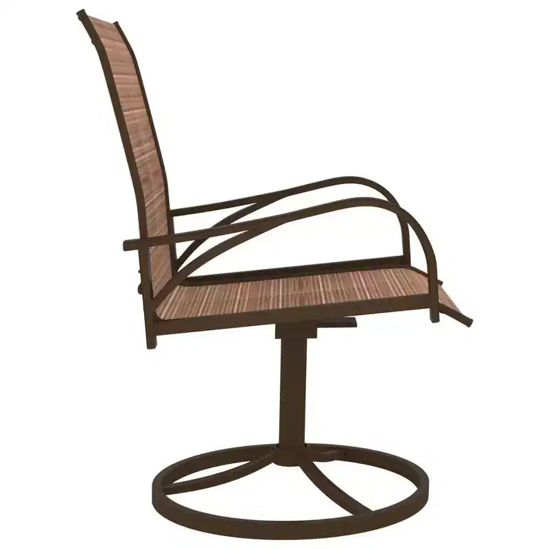 vidaXL 2x Garden Swivel Chairs Textilene and Steel Lounge Seat Gray/Brown
