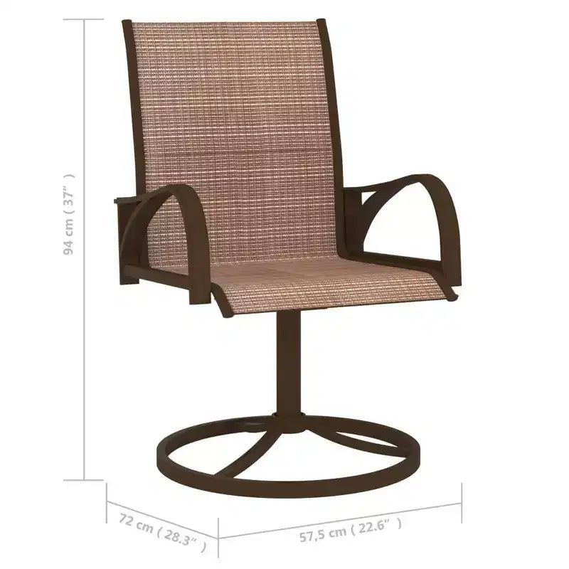 vidaXL 2x Garden Swivel Chairs Textilene and Steel Lounge Seat Gray/Brown