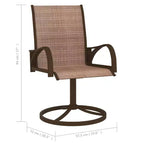 vidaXL 2x Garden Swivel Chairs Textilene and Steel Lounge Seat Gray/Brown