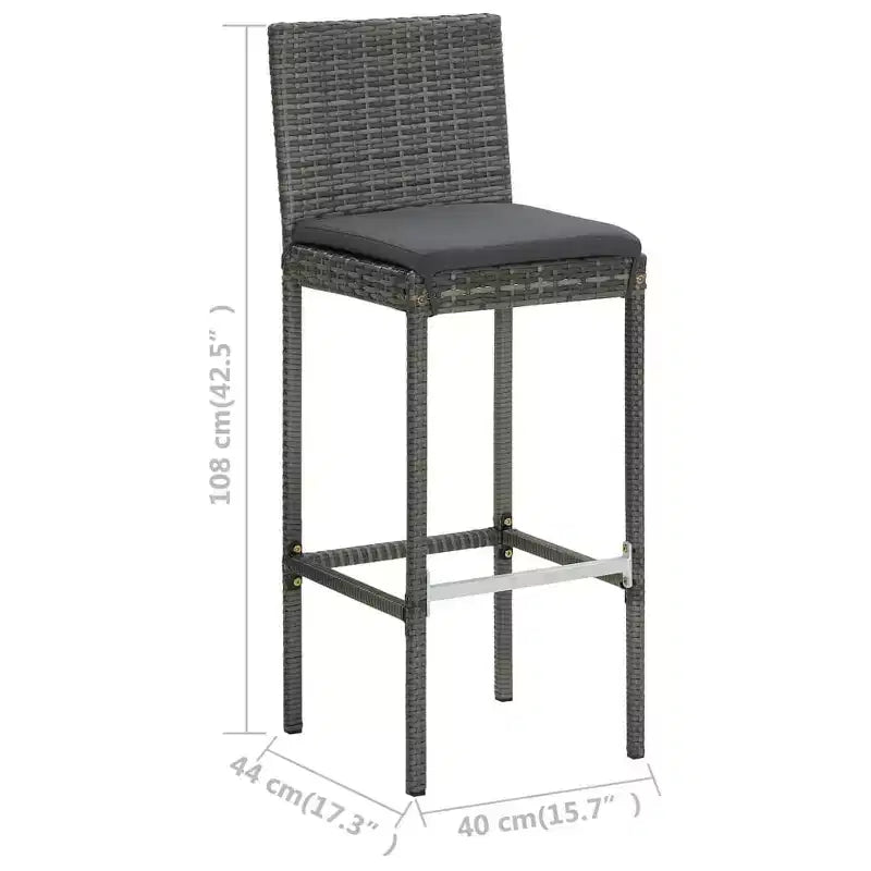 vidaXL Sgabello da Bar Seduta con Cuscini Sgabello da Isola per Cucina Pub Polyrattan