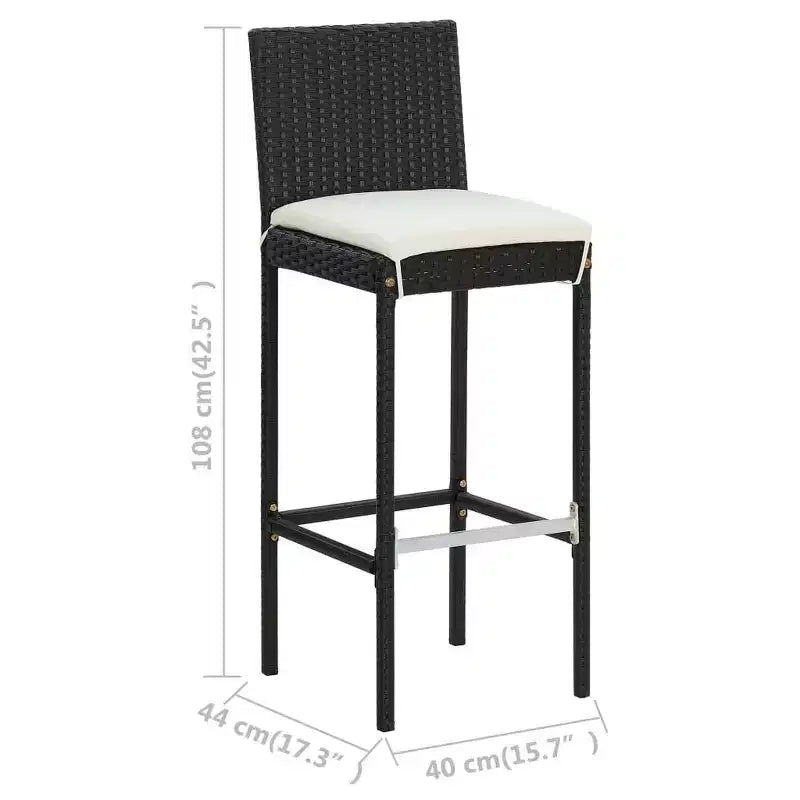 vidaXL Sgabello da Bar Seduta con Cuscini Sgabello da Isola per Cucina Pub Polyrattan
