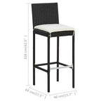 vidaXL Sgabello da Bar Seduta con Cuscini Sgabello da Isola per Cucina Pub Polyrattan