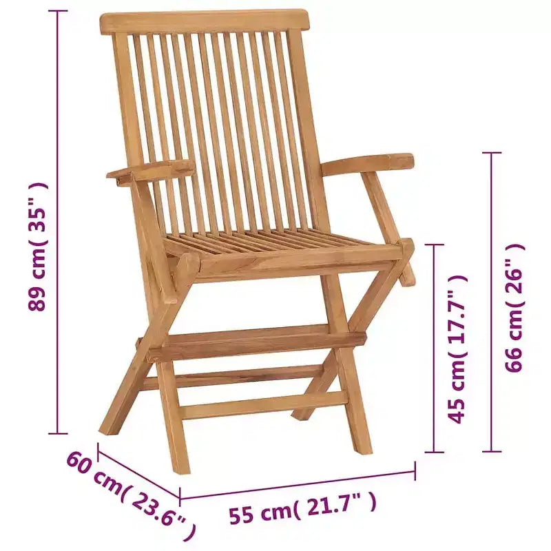 vidaXL Set di 6 Sedie da Giardino in Legno Massello di Teak Standard Pieghevole
