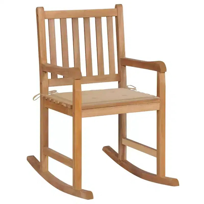 vidaXL Sedia a Dondolo da Esterno con Cuscino in Legno Massello di Teak
