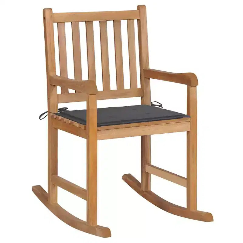 vidaXL Sedia a Dondolo da Esterno con Cuscino in Legno Massello di Teak