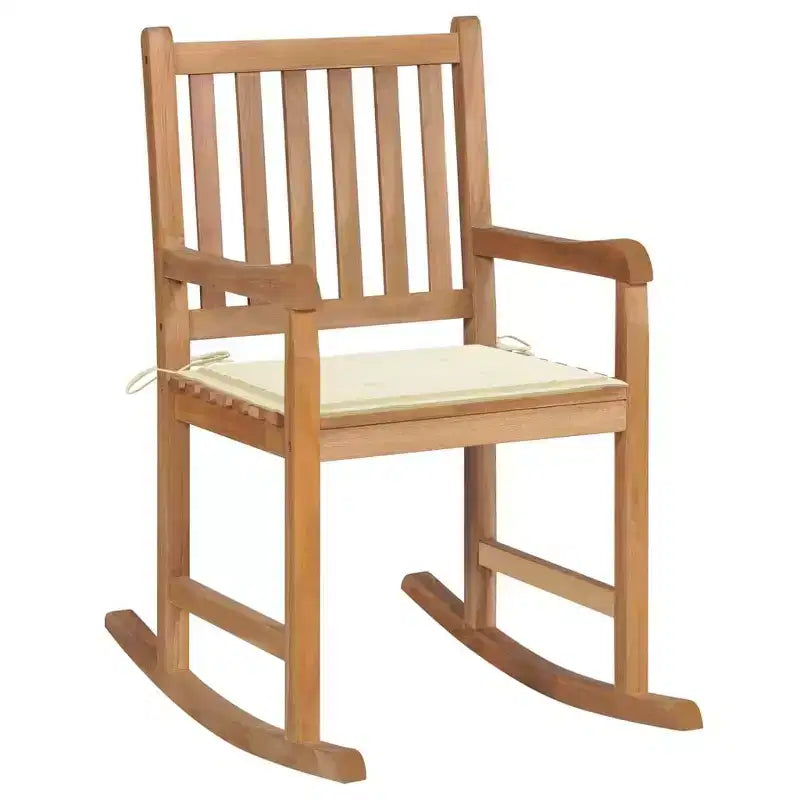 vidaXL Sedia a Dondolo da Esterno con Cuscino in Legno Massello di Teak