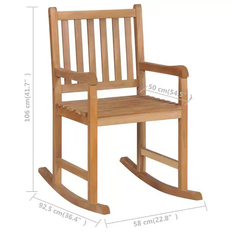 vidaXL Sedia a Dondolo da Esterno con Cuscino in Legno Massello di Teak