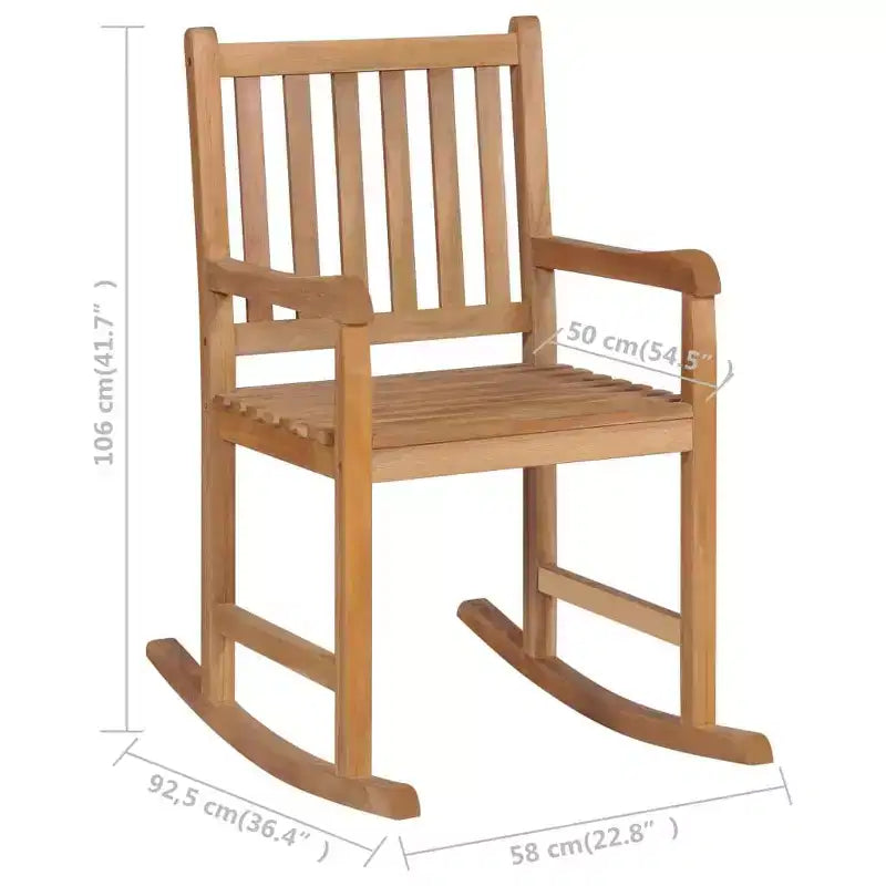 vidaXL Sedia a Dondolo da Esterno con Cuscino in Legno Massello di Teak