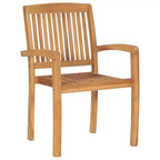 vidaXL 1/2x Solid Teak Wood Stacking Garden Dining Chair Patio Lounge Seating
