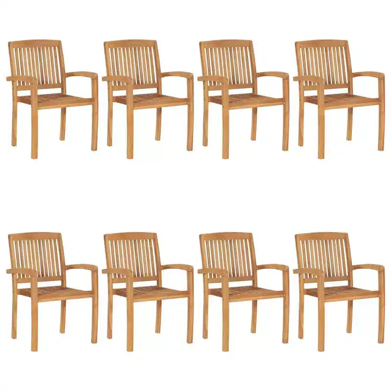 vidaXL 1/2x Solid Teak Wood Stacking Garden Dining Chair Patio Lounge Seating