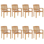 vidaXL 1/2x Solid Teak Wood Stacking Garden Dining Chair Patio Lounge Seating