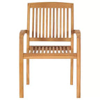 vidaXL 1/2x Solid Teak Wood Stacking Garden Dining Chair Patio Lounge Seating