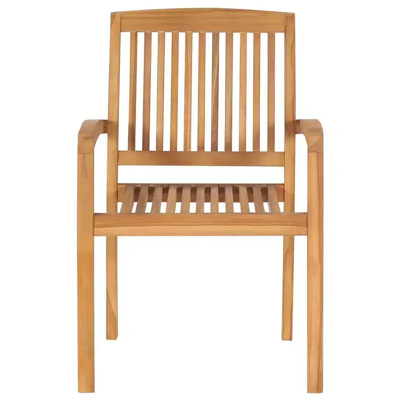 vidaXL 1/2x Solid Teak Wood Stacking Garden Dining Chair Patio Lounge Seating