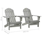 vidaXL Sedie Adirondack Sedia da Giardino Adirondack con Tavolino da Tè Legno Massello di Abete