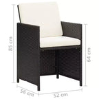 vidaXL Sedie da Giardino 4 pz Poltrona da Pranzo con Cuscini in Polirattan