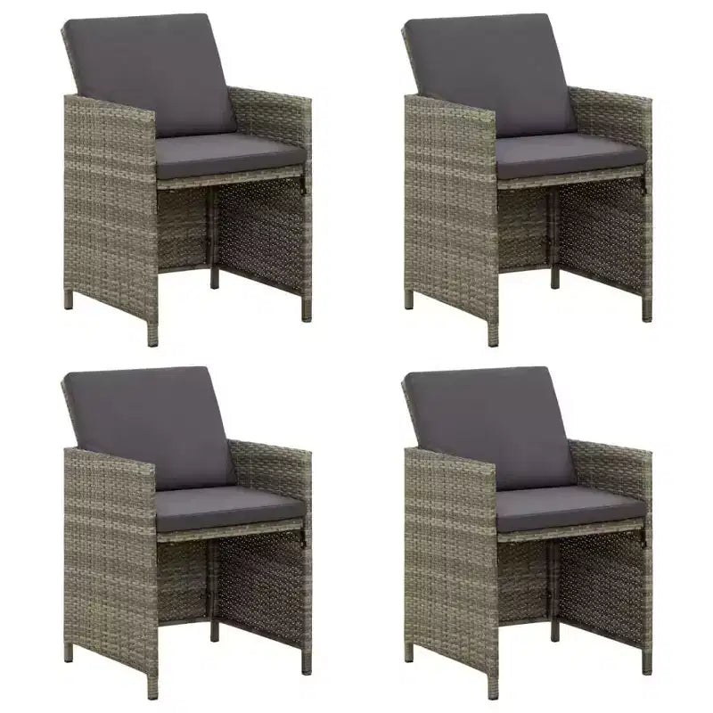 vidaXL Sedie da Giardino 4 pz Poltrona da Pranzo con Cuscini in Polirattan