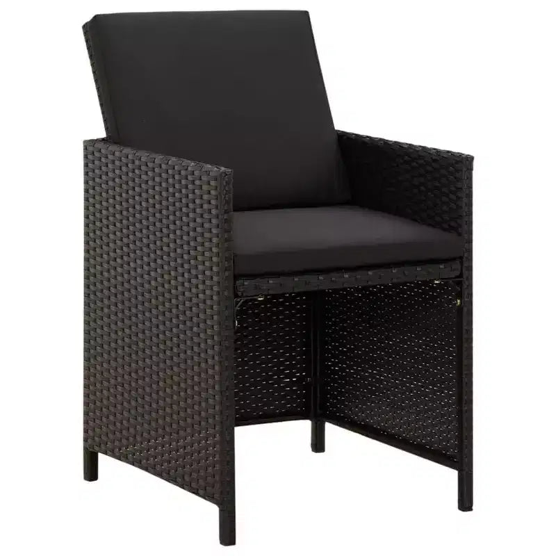 vidaXL Patio Chairs 4 Pcs Patio Dining Single Chair with Cushions Poly Rattan