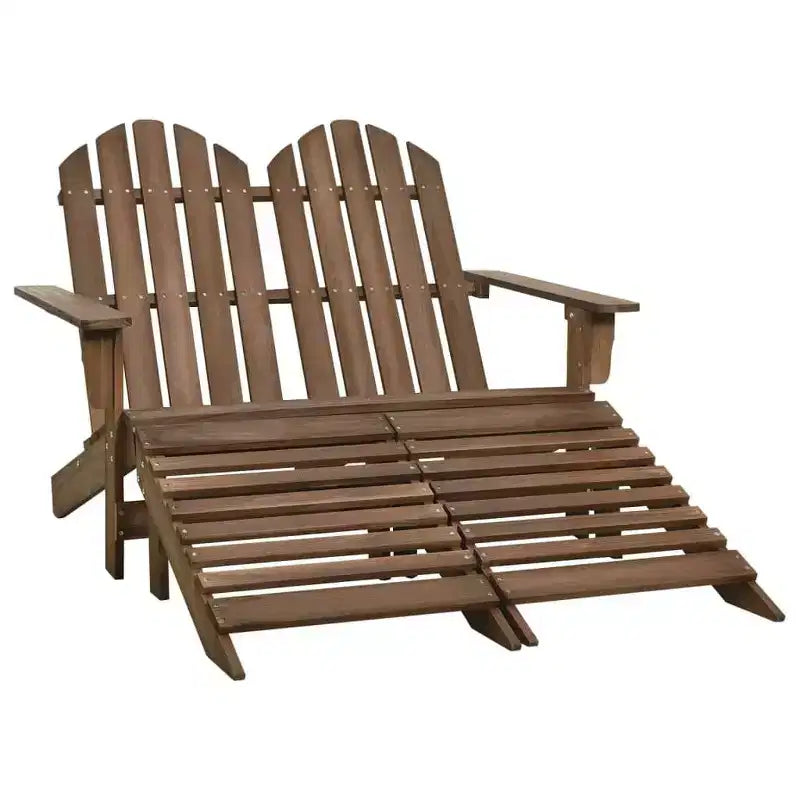 vidaXL 2-Seater Adirondack Chair with Ottomans - Solid Fir Wood - Multiple Colors