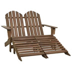 vidaXL 2-Seater Adirondack Chair with Ottomans - Solid Fir Wood - Multiple Colors