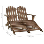 vidaXL 2-Seater Adirondack Chair with Ottomans - Solid Fir Wood - Multiple Colors