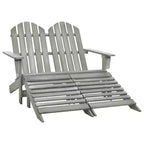 vidaXL 2-Seater Adirondack Chair with Ottomans - Solid Fir Wood - Multiple Colors