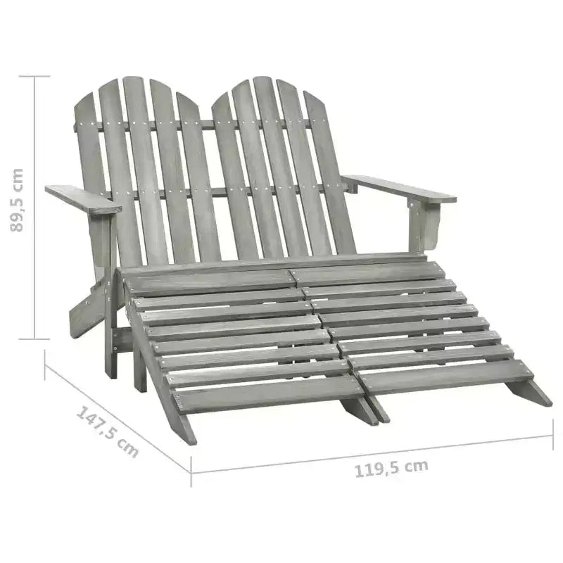 vidaXL 2-Seater Adirondack Chair with Ottomans - Solid Fir Wood - Multiple Colors