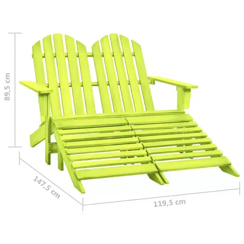 vidaXL 2-Seater Adirondack Chair with Ottomans - Solid Fir Wood - Multiple Colors
