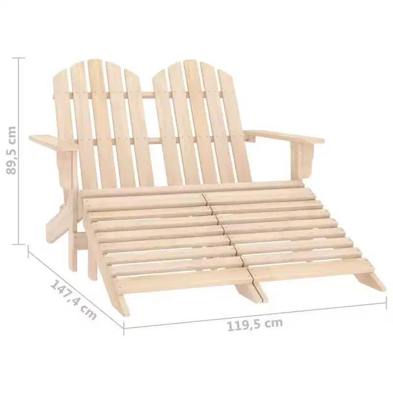 vidaXL 2-Seater Adirondack Chair with Ottomans - Solid Fir Wood - Multiple Colors