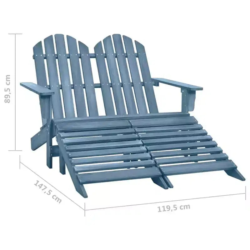 vidaXL 2-Seater Adirondack Chair with Ottomans - Solid Fir Wood - Multiple Colors