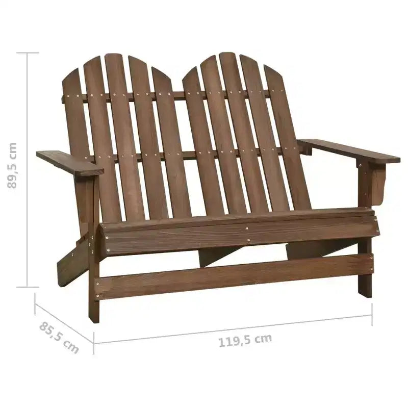 vidaXL 2-Seater Patio Adirondack Chair Outdoor Furniture Seat Solid Wood Fir