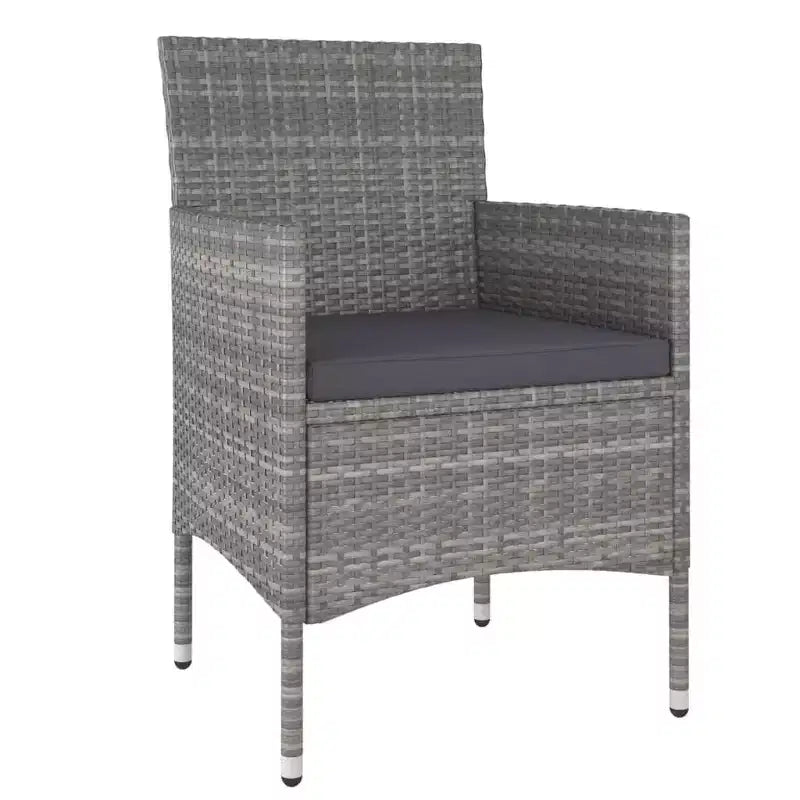 vidaXL Patio Chair and Stool Set Outdoor Lounge Seating 4 Piece Poly Rattan