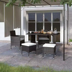 vidaXL Patio Chair and Stool Set Outdoor Lounge Seating 4 Piece Poly Rattan