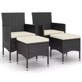 vidaXL Patio Chair and Stool Set Outdoor Lounge Seating 4 Piece Poly Rattan