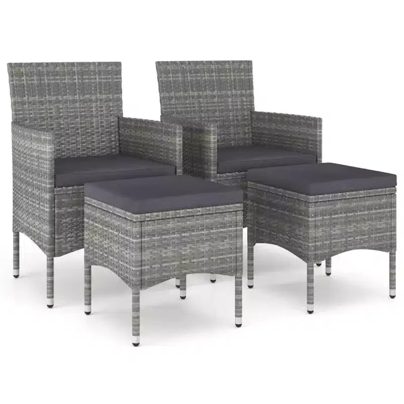 vidaXL Set Sedie e Sgabelli da Patio, Set Salotto Esterno, 4 pz in Polyrattan