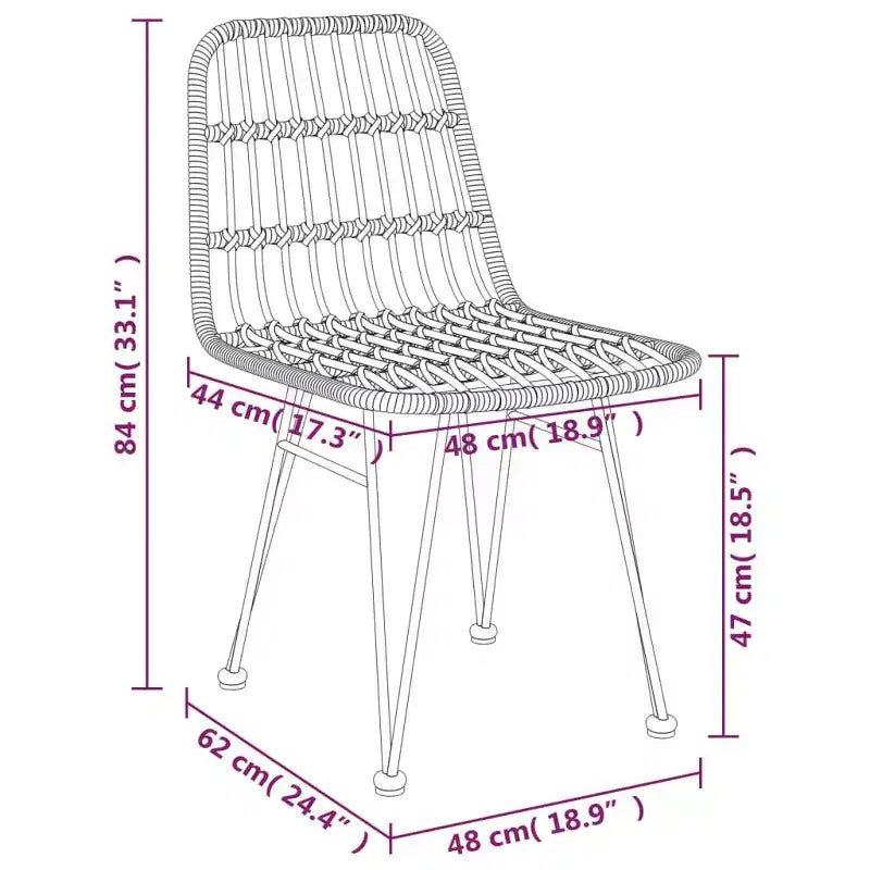 vidaXL Set of Outdoor Dining Chairs with Rattan Style