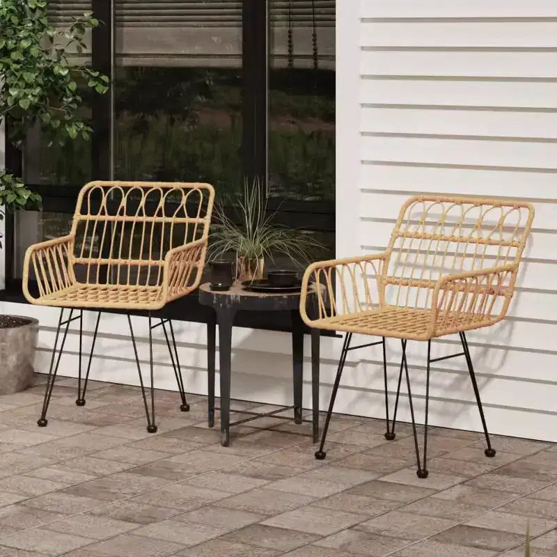 vidaXL Garden Chairs Set of 2 with Armrests, PE Rattan