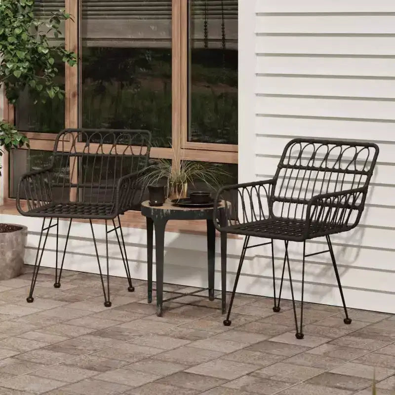 vidaXL Garden Chairs Set of 2 with Armrests, PE Rattan
