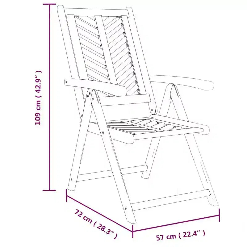 vidaXL Garden Chair Solid Acacia Wood Recliner Outdoor Seating Furniture