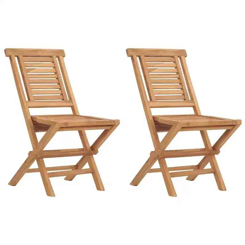 vidaXL Folding Garden Chair Set of 2 Teak Solid teak wood Standard