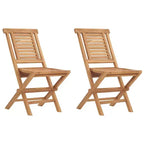 vidaXL Folding Garden Chair Set of 2 Teak Solid teak wood Standard