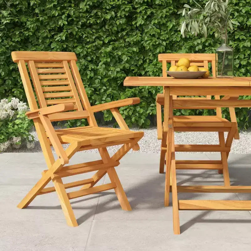 vidaXL Sedie da giardino pieghevoli 2 pz Legno massello di teak Standard