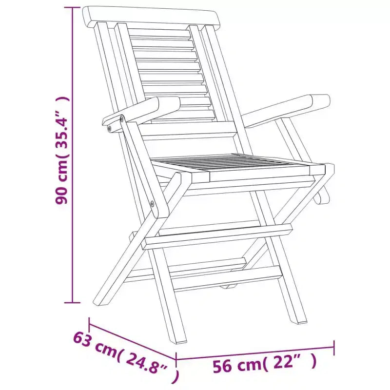 vidaXL Sedie da giardino pieghevoli 2 pz Legno massello di teak Standard