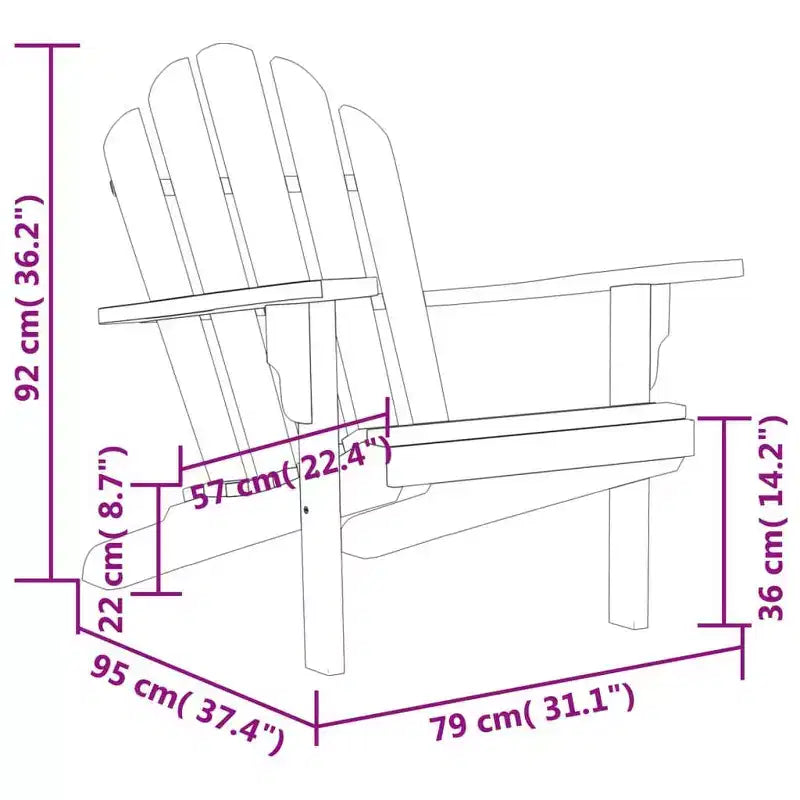 vidaXL Garden Adirondack Chair - Solid Teak Wood - Finish - Outdoor Seating