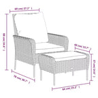 vidaXL Garden Lounge Chair with Cushions and Footstool