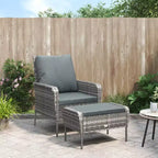 vidaXL Garden Lounge Chair with Cushions and Footstool