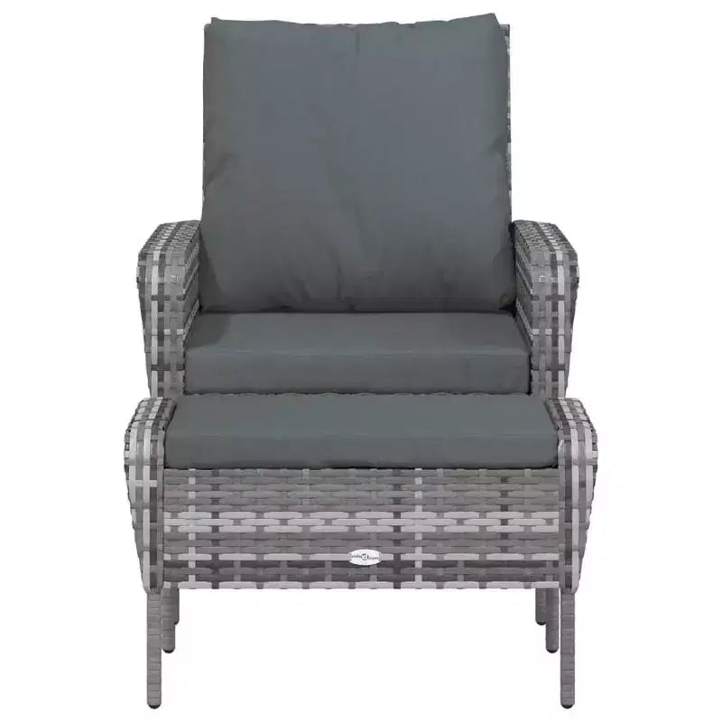 vidaXL Garden Lounge Chair with Cushions and Footstool
